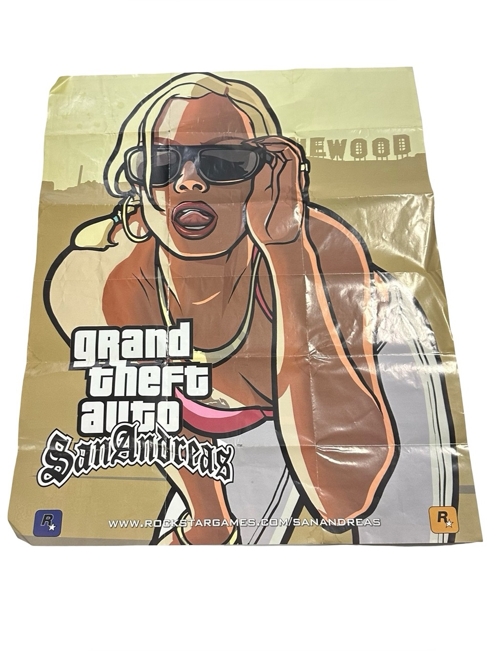 GTA San Andreas Map Poster Promo Bikini Girl Double Sided Vtg 2004 25.5x19.5